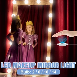 Lampe LED pour miroir de maquillage, 5V, éclairage de vanité Hollywood, capteur de balayage à la main, lampe murale USB 2 6 10 14 ampoules salle de bains coiffeuse 