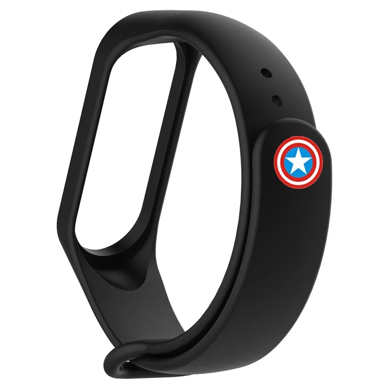 Black B Для Xiaomi mi Band 4 ремень Мстители для mi band 4 браслет для mi Band 3 умный Силиконовый Браслет замена браслета для mi Band4 3 - Цвет: Black B
