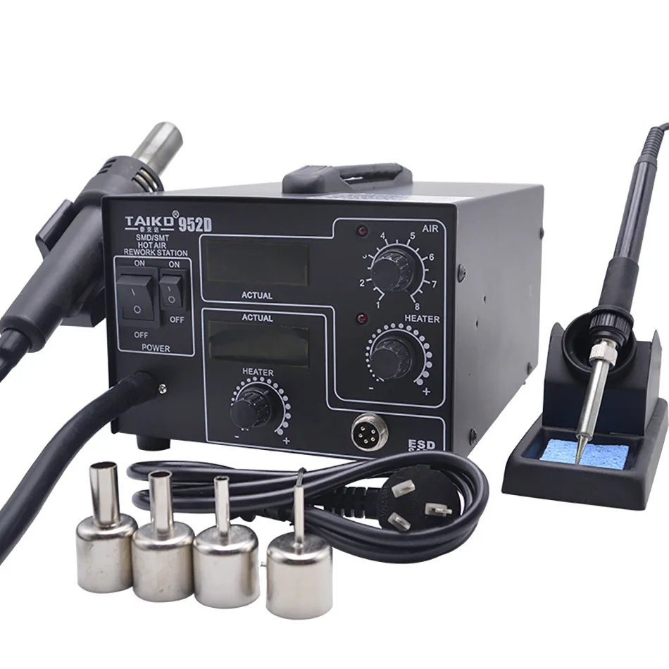 952D 2 in1 SMD подарок горячего воздуха пистолет паяльник паяльная saike hakko цифровая bga лучшие продажи 2-в-1 паяльной станции СВЕТОДИОДНЫЙ дисплей