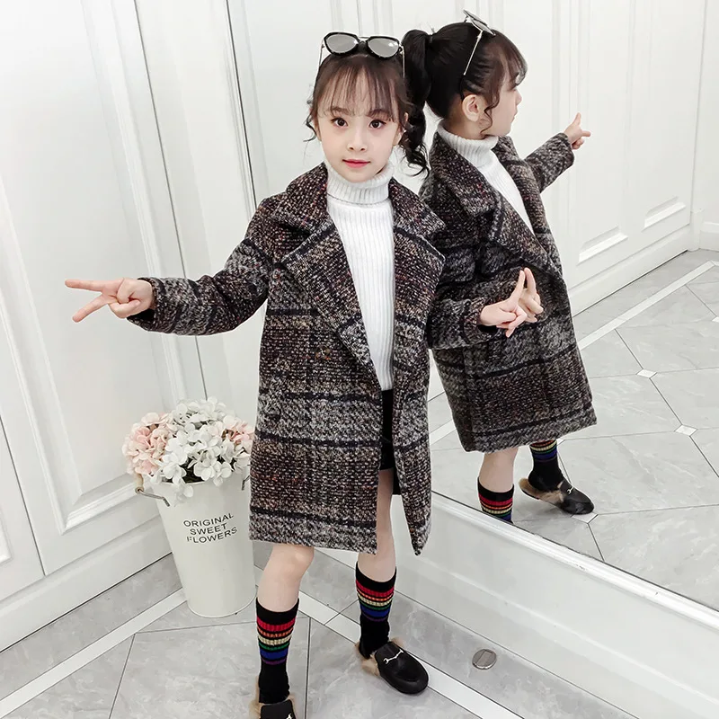 

Girls Wool Lattice Woolen Jacket outside Autumn And Winter 2019 New Style Woolen Coat Childrenswear CHILDREN'S Jacket