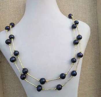 

NEW AAA 10-11MM SOUTH SEA BLACK PEARL NECKLACE 40 " yellow CLASP