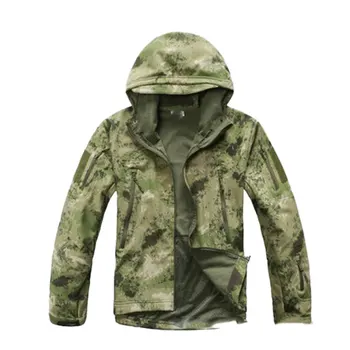 

Shark Skin Soft Shell Jacket Men Outdoor Camouflage Clothing Plus Velvet Riding Suit
