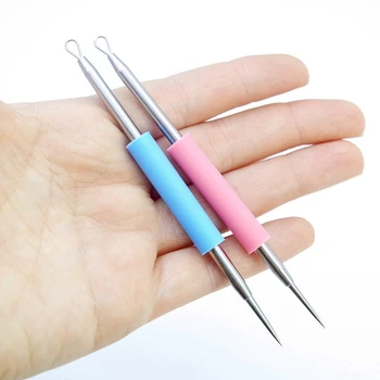 

Stainless Steel Acne Needle Double-Headed Acne Needle Silicone Beauty Needle To Blackhead Squeezing Acne Tool