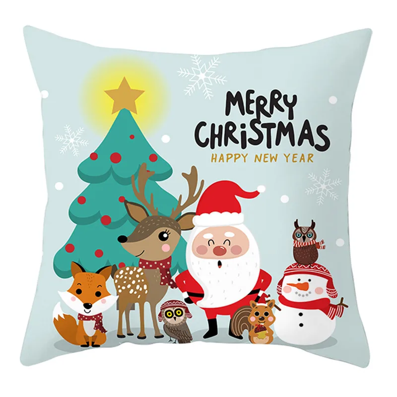 26 Christmas Decoration Cushion Cover Cartoon Santa Claus Polyester Throw Pillow Case Cover Merry Christmas Decoration Pillowcases - Цвет: 26