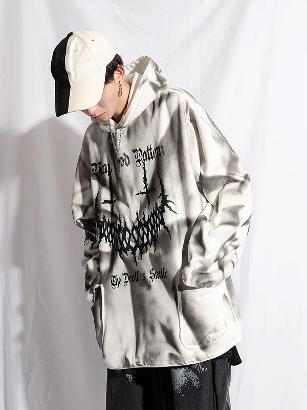SEVEYFAN, мужские толстовки с капюшоном с надписью «Hi Street Smile Face Tie Dye», уличная одежда большого размера, свитшоты, плотный флисовый пуловер, мужские толстовки R3141