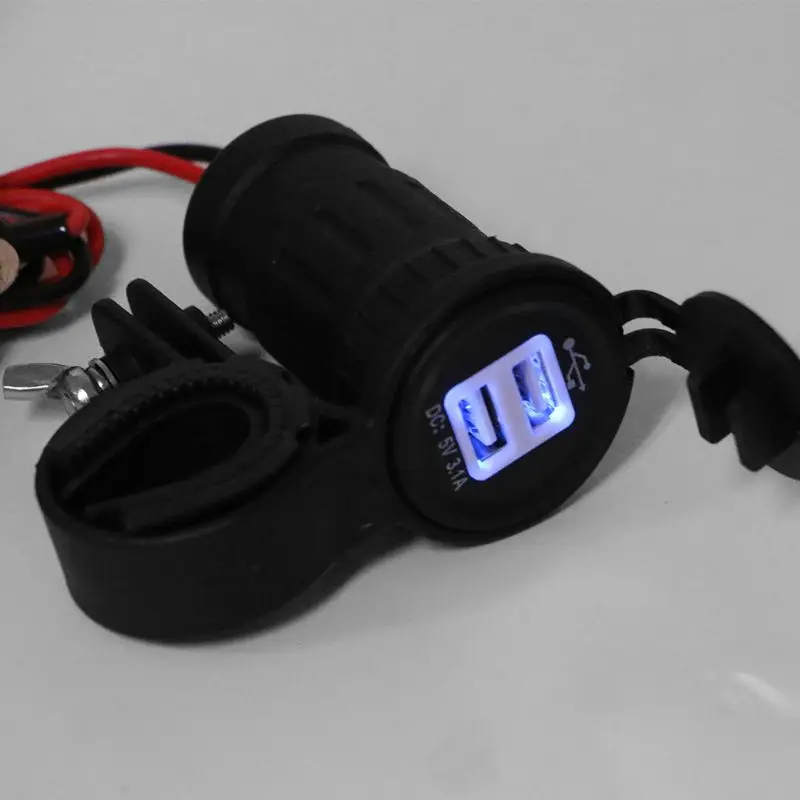 12 V-24 V Водонепроницаемый мотоцикл на руль Dual USB Зарядное устройство адаптер питания от сети с 60 см провода для мобильных телефонов gps