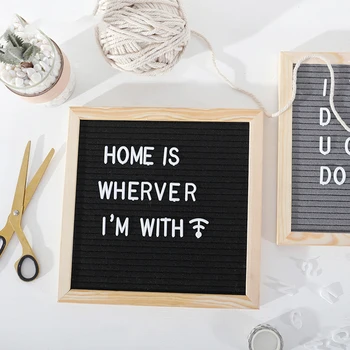 

10x10 Inches Double Sided Felt Board For Notes Change Letter Message Board DIY Home Decoration Wooden Frame Birthday Wedding