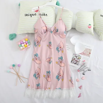

Sleepwear Sexy Lovely Girl's Nightgown Suspender Kimono Bathrobe Gown Thin Sweety V-neck Sleeveless Nightdress Loose Negligee