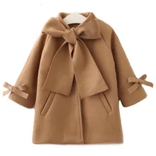 Imcute/осенне-зимний теплый плащ с бантом для маленьких девочек, пальто, верхняя одежда, ветровка, плащ, куртка, пальто для девочек