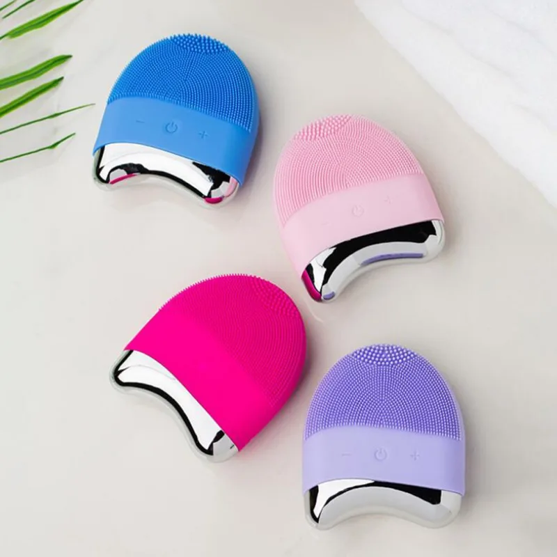 Устройство для лица 3 в 1 USB перезаряжаемое Силиконовое очищающее устройство для подтяжки и лифтинга против морщин щетка для мытья лица