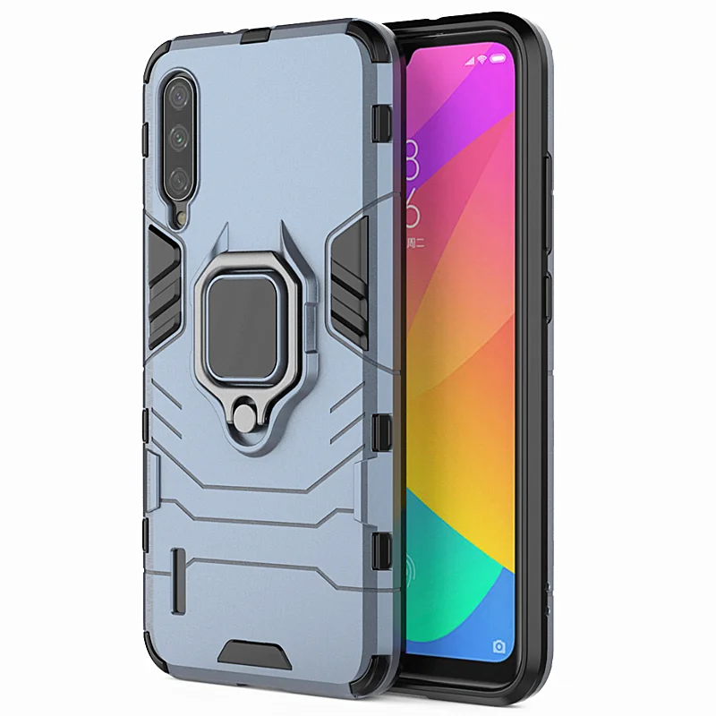 Xiaomi Mi 9 Lite A3 Lite Гибридный противоударный бронированный автомобильный чехол для телефона с кольцом-подставкой для Mi A3Lite 9 Lite CC9 CC9E чехол-Кобура - Цвет: Ring navy Blue