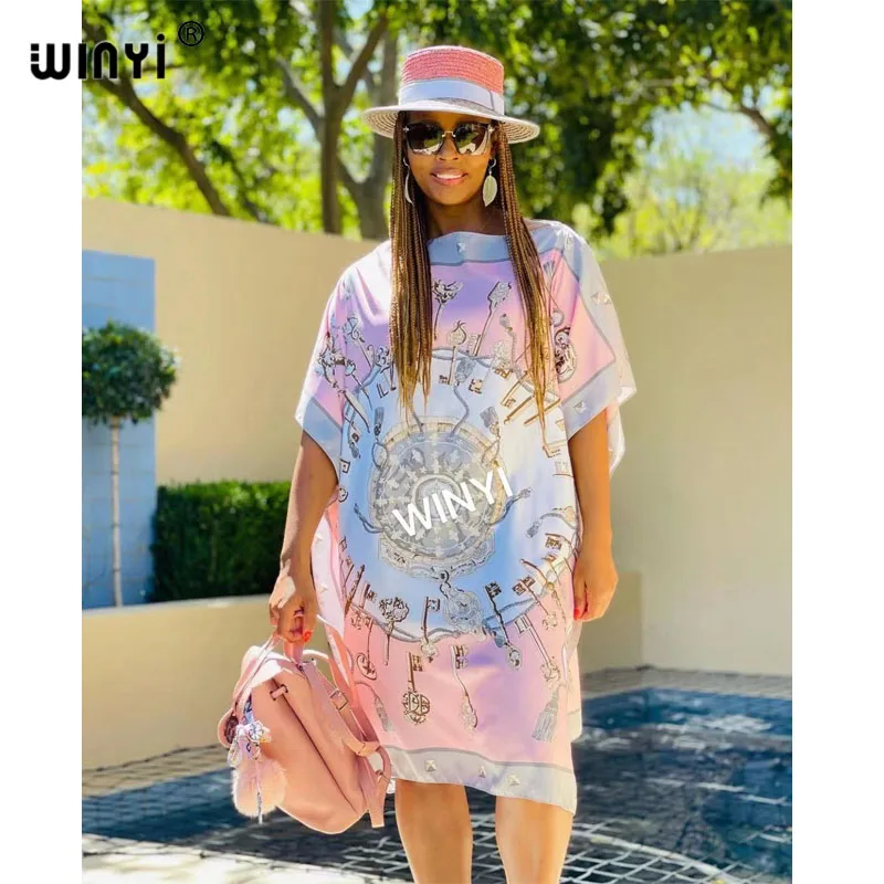 מודפס שמלות לנשים 2021 אופנה עיצוב Loose שמלת עטלף מקסי ארוך Femme Vestidos קיץ סתיו המפלגה שמלה אלגנטית