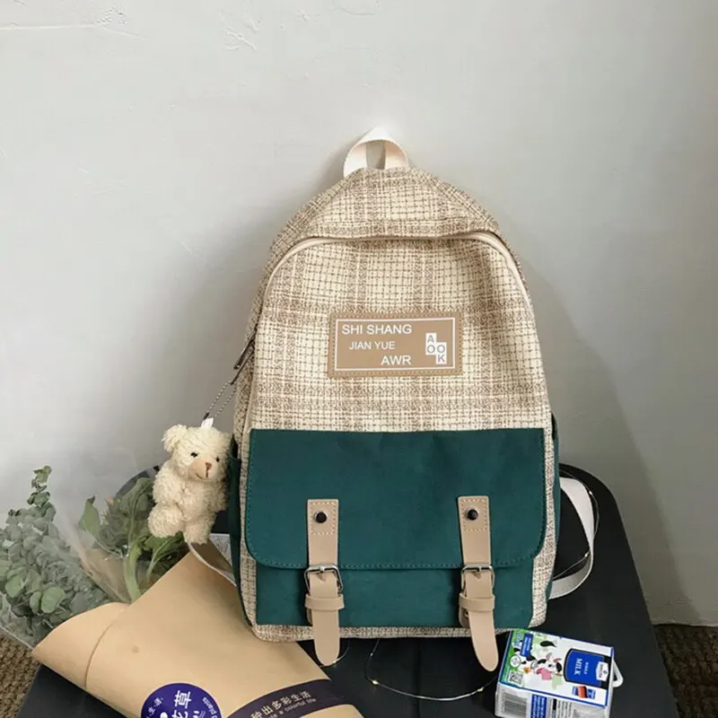 New Student Women Cute Backpack Harajuku Cotton Fabric Female Fashion School Bag Girl Luxury Book Kawaii Lady Black | Багаж и сумки