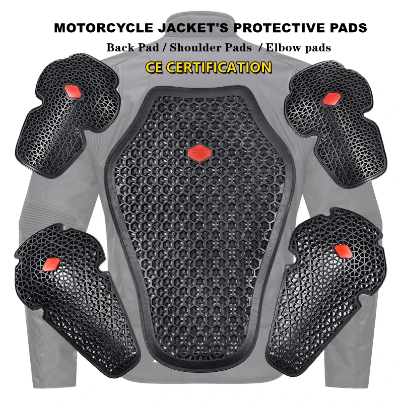 CE Approved Motorcycle Jacket Insert Armor Protective Gear Include 1 Back Pad 2 Elbows 2