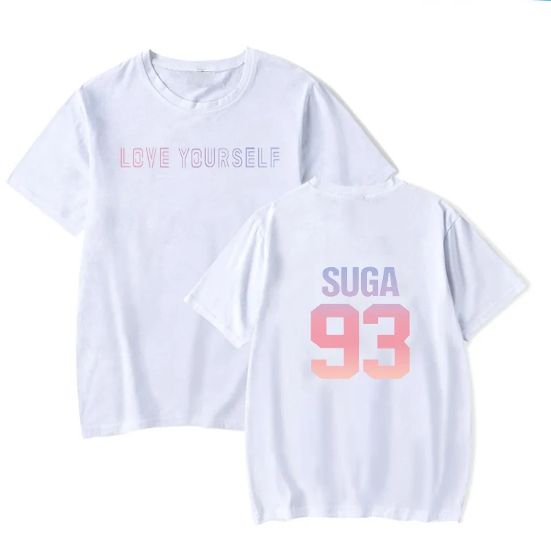 t-shirt 93 whitr Suga 93 loveyourself Толстовка в стиле «bangtan» love yourself rapmonster 94 Женская Толстовка harajuku kpop bangtan Hope World Poc - Цвет: t-shirt 93 whitr