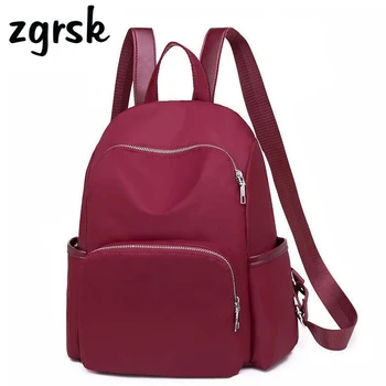 

Female Backpack Schoolbag Luxury Student Solid Zipper Nylon Black Casual Teenage Backpacks For Girls Sac A Dos Schoolbag