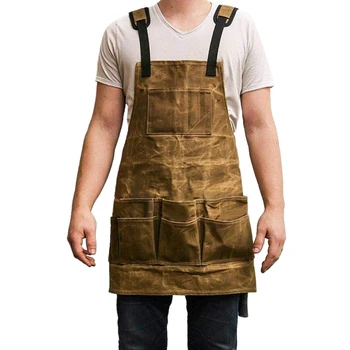 

Professional Canvas Woodworking Apron Collector Waxed Canvas Work Apron Waterproof Tool Heavy Duty Work Apron Unisex