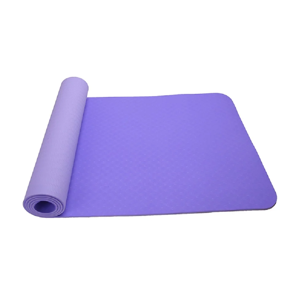 1830*610*8mm Double Color Yoga Mat Eco-Friendly TPE Material Anti-Slip Odorless Fitness Gym Home Tasteless Pad For Beginner - Цвет: Violet and Purple