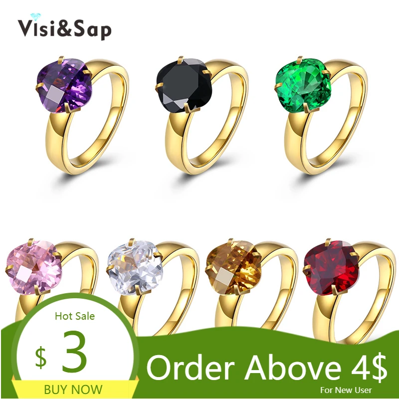 Visisap Радуга нержавеющая сталь кольца для женщин зеленый фиолетовый розовый