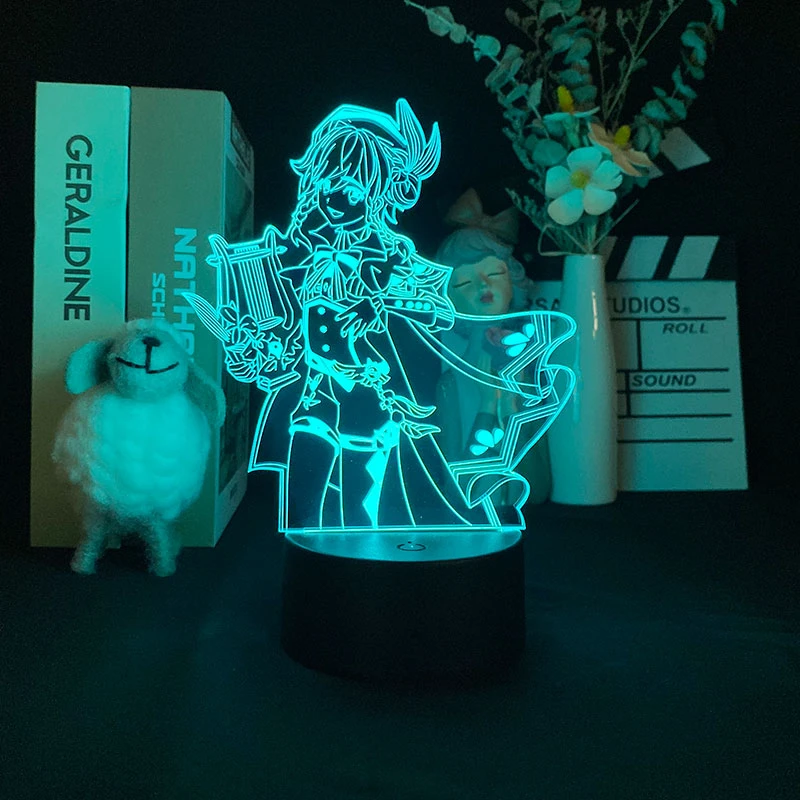 Genshin Impact Diona 3D Lamp Led Cartoon Night Light Anime Bedroom Decor Bedside Change Colorful Touch Nightlight Kid Girl Gift night light for bedroom Night Lights