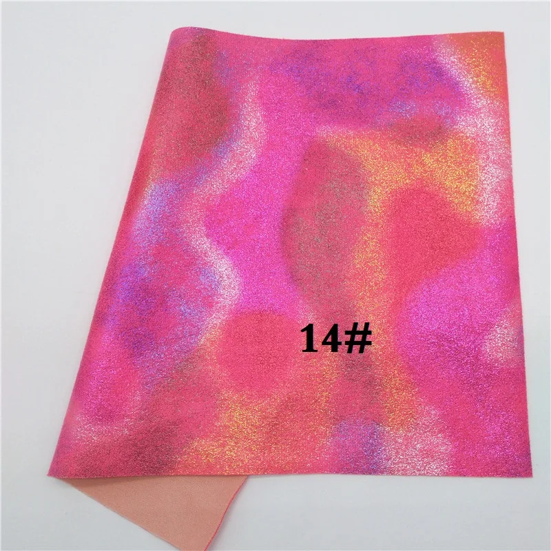 14 Glitterwishcome 21X29 см A4 размер винил для бантов мягкий стрейч Радуга кожа ткань, искусственная кожа листы для бантов, GM538A - Цвет: 14