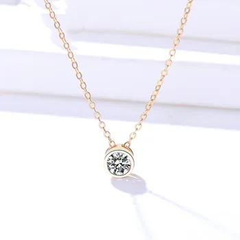 

S925 Silver Classic Round AAA Zircon Pendant Necklace for women Christmas gift Joyas