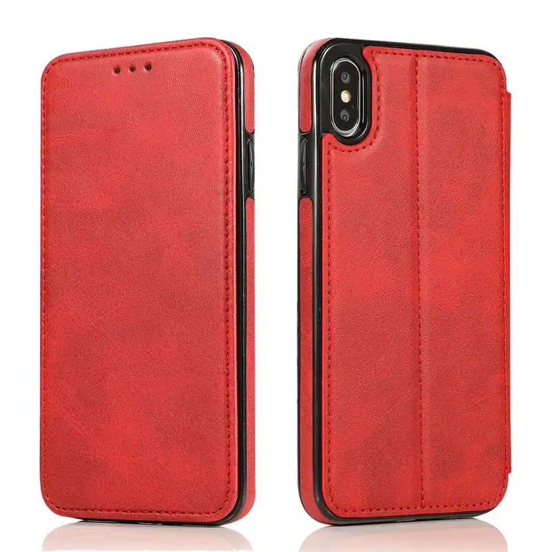 Red Магнитный адсорбционный Флип кожаный чехол для iPhone 11 Pro Max 11 Pro 11 XS Max XR XS X 7 8 6 6S Plus Чехол-кошелек с подставкой - Цвет: Red