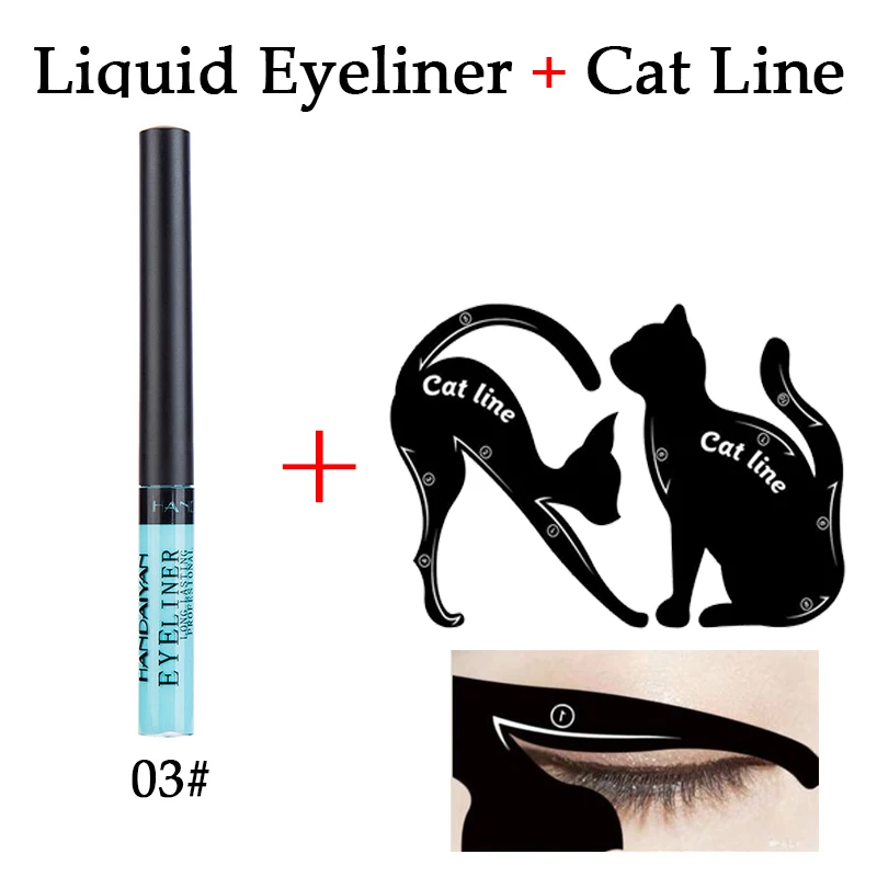 03cat line Жидкая подводка для глаз Cloroful, водостойкая, долговечная, жидкая подводка для глаз, Гладкие инструменты для макияжа и кошачьи линии, макияжные трафареты для глаз - Цвет: 03cat line
