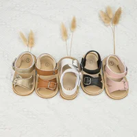 KIDSUN 2021 Newborn Baby Sandals Shoes Infant Girl Boy Summer Outdoor Rubber Learther Anti-slip Flat Soft Toddler First Walkers 6