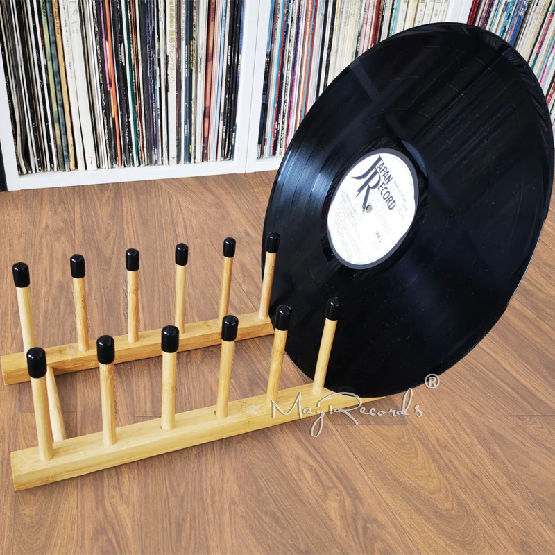 LP Vinyl Record Storage Rack Wooden Bamboo Holder Display