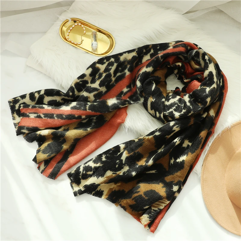 Winter Warm Women Scarf Fashion Animal Leopard Print Lady Thick Soft Shawls and Wraps Female Foulard Cashmere Scarves Blanket