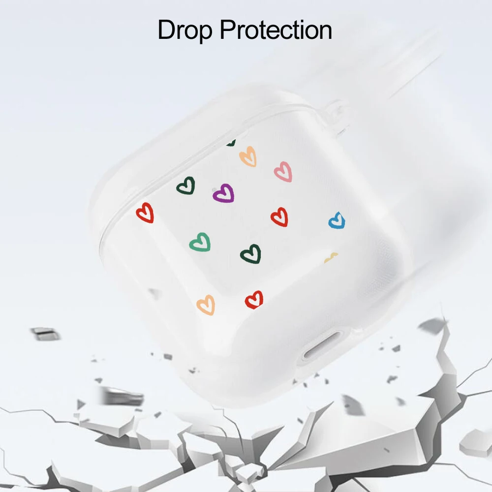 Coloful Love Heart Clear TPU Cover For Apple Airpods 2/1 Pro Earphone Soft Protector Case For Airpods 3 2021 Earpods Covers
