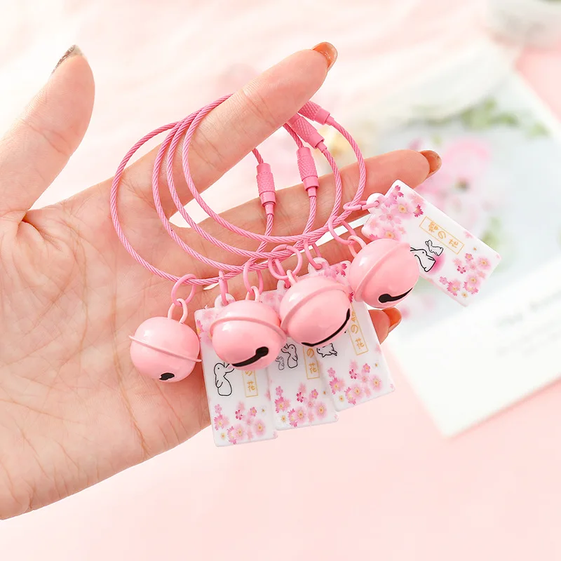 

2020 Cute rabbit key chains cartoon student bell key chain bag pendant fashion metal key rings car key ring accessories