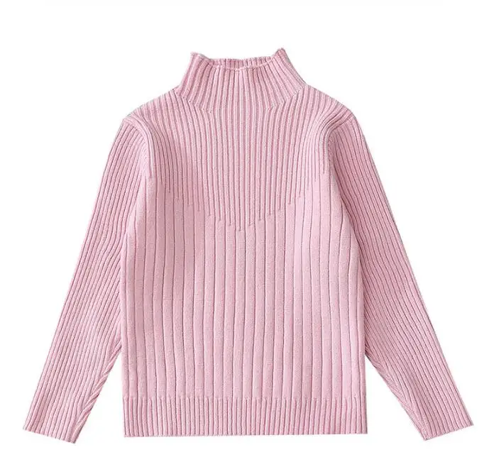 regular pink Г. Весенняя детская одежда свитера для девочек однотонный Хлопковый вязаный пуловер с длинными рукавами для маленьких девочек, свитер для девочек, топы для детей - Цвет: regular pink