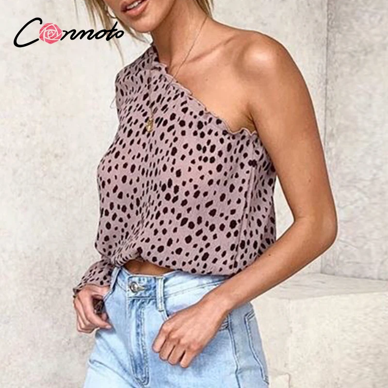 Conmoto Лето шифоновые блузки в горошек с оборками Женские сексуальные блузки рубашки размера плюс винтажные блузки
