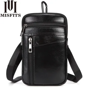 

Men's Fashion Waist Packs Genuine Leather Hook Belt Buckle Shoulder Messenger Fanny Pack Small Hip Bag Man Crossbody Phone Pouch