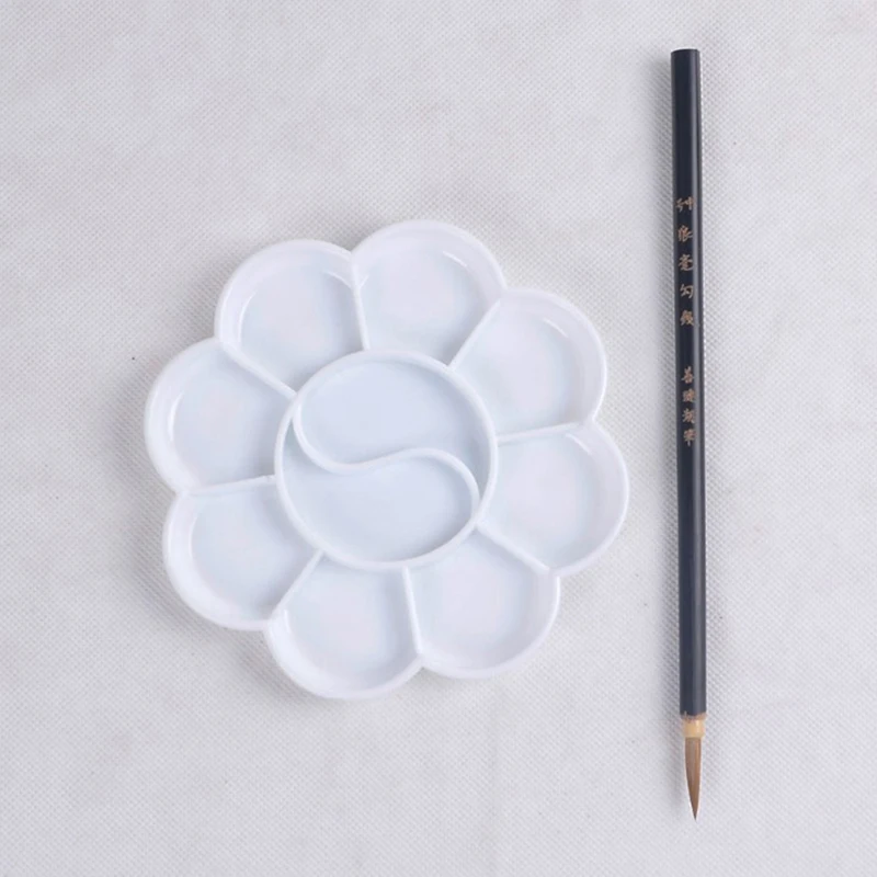 1pc Color Palette 10 Wells Plastic Plum Blossom Shape Watercolor Paint Color Palette School Stationery