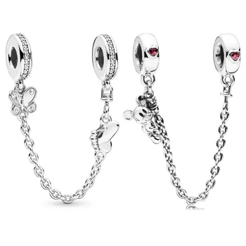 

Climbing Mickey Decorative Butterflies With Crystal Safety Chain Beads Fit Pandora Bracelet 925 Sterling Silver Charm Jewelry