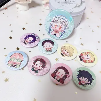 

Anime Demon Slayer: Kimetsu no Yaiba Kamado Tanjirou Kamado Nezuko Badge Button Brooch Bedge Cartoon laser color Pins Badges