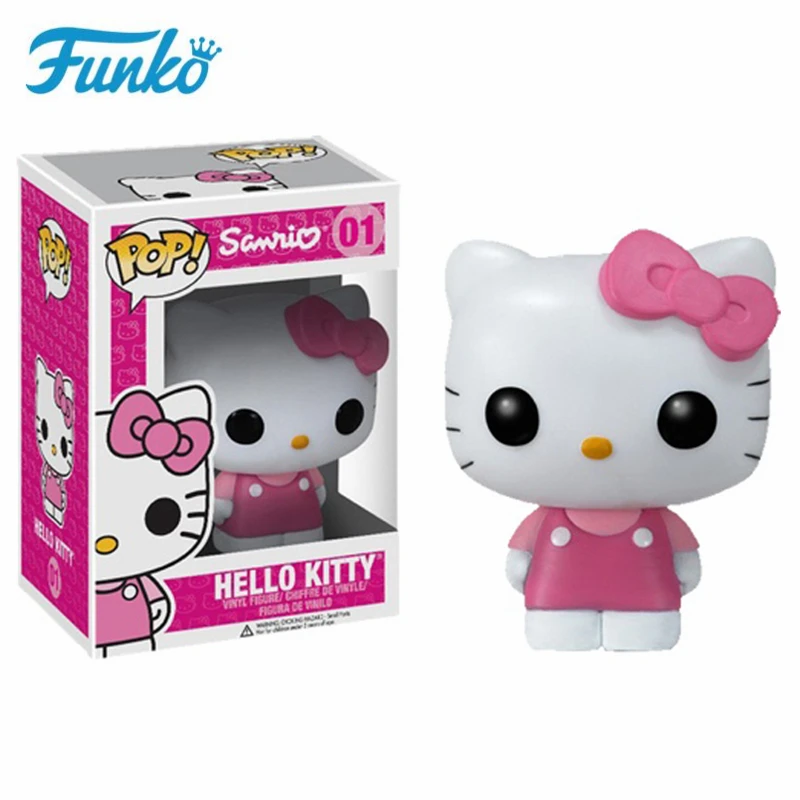 with box FUNKO POP Kawaii рисунок «Hello Kitty» движущиеся и игрушечные фигурки, игрушка в виде фигурки милые виниловые куклы модель Рождественский девочкам непременно понравится подарок на день рождения для детей Украшения в спальню - Цвет: with box