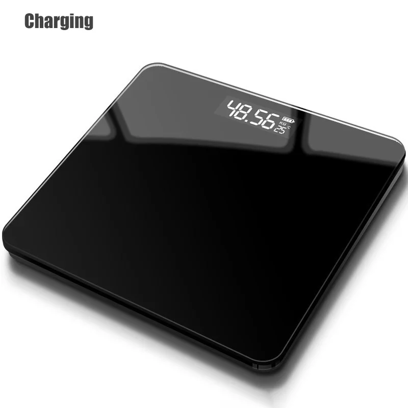 Напольные весы для ванной электронные для взвешивания тела умные бытовые электронные цифровые тяжелые весы ЖК-дисплей - Цвет: Charging Pureblack