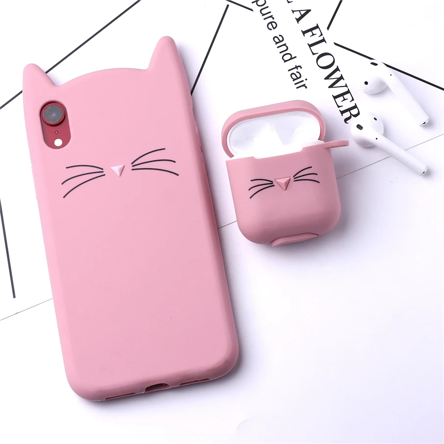 Модный чехол с милым котом для пар Airpods Жесткий ПК беспроводные bluetooth наушники Air