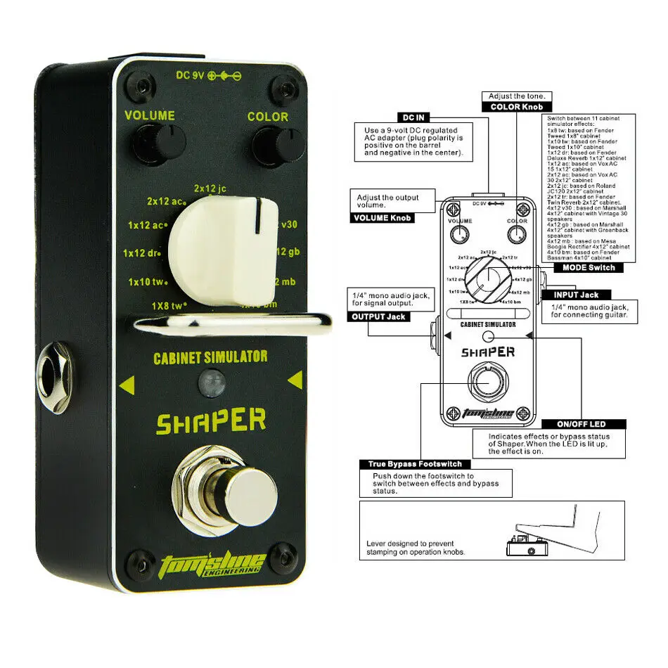 

AROMA ASR-3 Electric Guitar Effect Pedal Shaper Cabinet Simulator w/ True Bypass Guitar Parts Accessories Electric