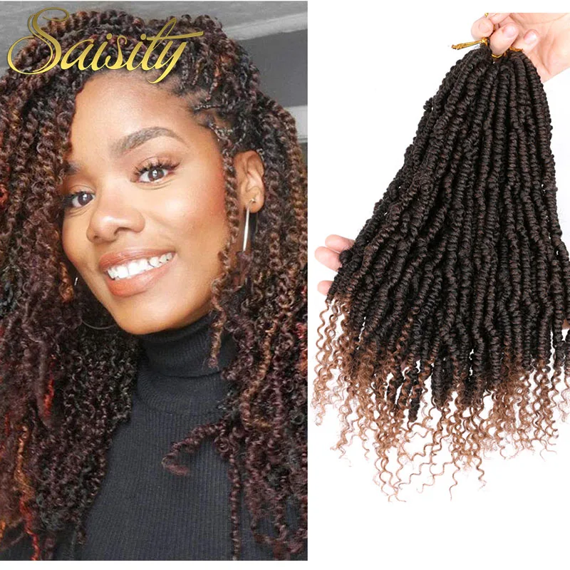 

Saisity Ombre Crochet Braiding Hair Passion Spring Twists Synthetic Crochet Hair Extensions Fiber Pre looped Fluffy Twists Hair