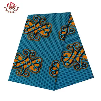 

Afrian Farbic Polyester Woven pattern Soft Meterial Lake Blue Background Print 6 yards/lot African Fabric for Dress FP6355