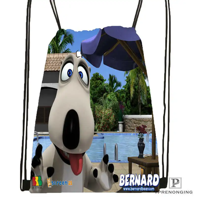 Пользовательские короткометражные мультфильмы Bernard Polar походная сумка на шнурке милый рюкзак для детей(черная спинка) 31x40 см#180531-02-29 - Цвет: Drawstring Backpack