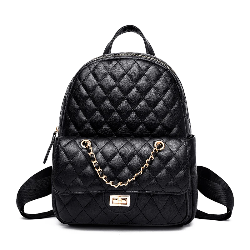 

Lady style diamond lattice backpack womens PU leather backpack bags fashion Leisure Rucksack Travel School Bagpack black brown