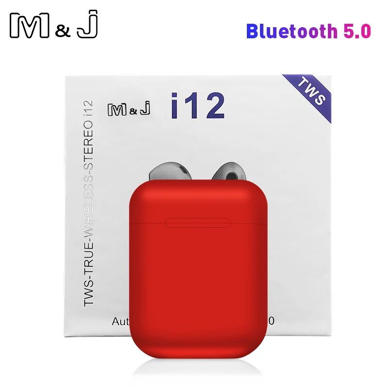 Red Dro pshipping i12 TWS Bluetooth 5,0 беспроводные наушники двойные звонки стерео умные сенсорные наушники для iPhone Pk I10 I9s наушники - Цвет: Red