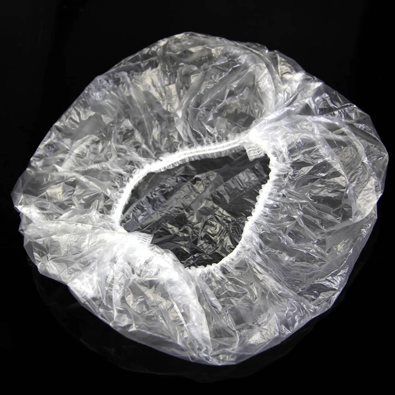Disposable Shower Cap 100pcs Clear Hair Elastic For Hotel Home Bathing