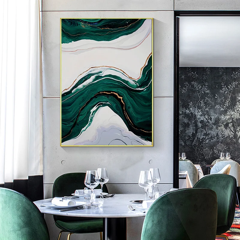 Abstract Green abstract marble canvas poster no frame gold art wall picture home design living aesthetic room decor no frame